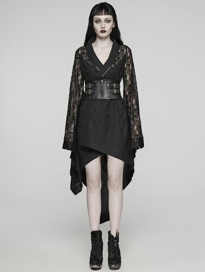 Punk Rave Black Gothic Skull Rose Kimono Dress with Corset