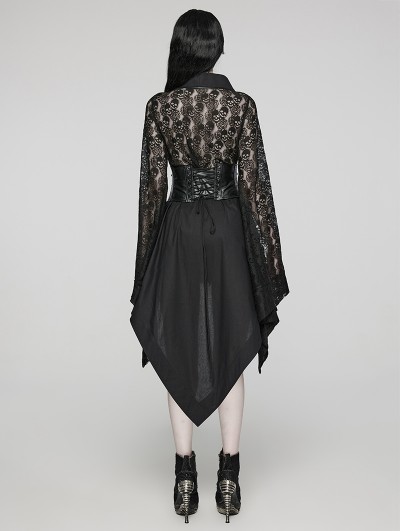 Punk Rave Black Gothic Skull Rose Kimono Dress with Corset -  DarkinCloset.com