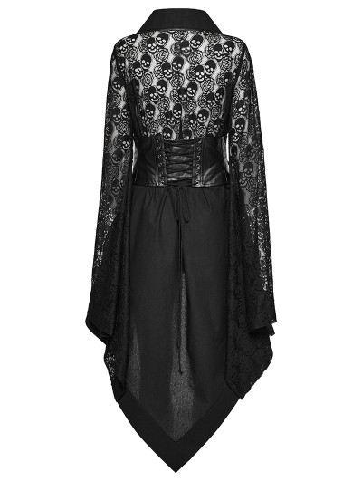 white christmas dresses Black Halterneck Sleeveless Skull Print Irregular Women's Punk Dress –  LolitaInside main image 0