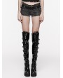 Punk Rave Black Gothic Grunge Lace Waistband Denim Hot Shorts for Women