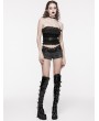 Punk Rave Black Gothic Grunge Lace Waistband Denim Hot Shorts for Women