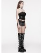 Punk Rave Black Gothic Grunge Lace Waistband Denim Hot Shorts for Women