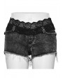 Punk Rave Black Gothic Grunge Lace Waistband Denim Hot Shorts for Women