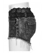 Punk Rave Black Gothic Grunge Lace Waistband Denim Hot Shorts for Women