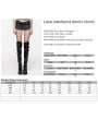 Punk Rave Black Gothic Grunge Lace Waistband Denim Hot Shorts for Women