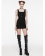 Punk Rave Black Gothic Grunge Sexy Knitted Drawstring Slim Short Dress