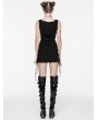 Punk Rave Black Gothic Grunge Sexy Knitted Drawstring Slim Short Dress