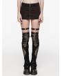 Punk Rave Brown Gothic Punk Mesh Hollow Out Denim Zip Front Mini Skirt