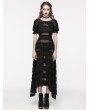 Punk Rave Black Daily Gothic Hollow Out Lace Applique Irregular Long Sexy Dress