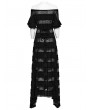 Punk Rave Black Daily Gothic Hollow Out Lace Applique Irregular Long Sexy Dress
