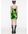 Punk Rave Black and Green Gothic Tie Dyed Punk Slim Fit Short Dress