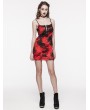 Punk Rave Black and Red Gothic Tie Dyed Textured Punk Slim Fit Short Dress