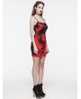 Punk Rave Black and Red Gothic Tie Dyed Textured Punk Slim Fit Short Dress