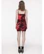 Punk Rave Black and Red Gothic Tie Dyed Textured Punk Slim Fit Short Dress