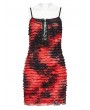 Punk Rave Black and Red Gothic Tie Dyed Textured Punk Slim Fit Short Dress