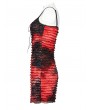 Punk Rave Black and Red Gothic Tie Dyed Textured Punk Slim Fit Short Dress