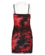 Punk Rave Black and Red Gothic Tie Dyed Textured Punk Slim Fit Short Dress