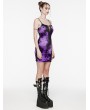 Punk Rave Black and Violet Gothic Tie Dyed Textured Punk Slim Fit Short Dress