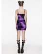 Punk Rave Black and Violet Gothic Tie Dyed Textured Punk Slim Fit Short Dress