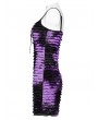 Punk Rave Black and Violet Gothic Tie Dyed Textured Punk Slim Fit Short Dress