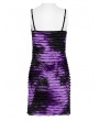 Punk Rave Black and Violet Gothic Tie Dyed Textured Punk Slim Fit Short Dress