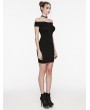 Punk Rave Black Gothic Sexy Hollow Out Back Lace Applique Short Dress