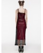 Punk Rave Black and Red Gothic Daily Asymmetric Strap Mesh Overlay Long Slip Dress