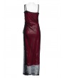 Punk Rave Black and Red Gothic Daily Asymmetric Strap Mesh Overlay Long Slip Dress