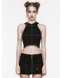 Punk Rave Black Gothic Punk Studded Casual Knitted Fit Vest Top for Women