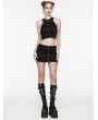Punk Rave Black Gothic Punk Studded Casual Knitted Fit Vest Top for Women