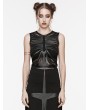 Punk Rave Black Gothic Punk Mesh Perspective Fitted Sleeveless Top for Women