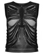 Punk Rave Black Gothic Punk Mesh Perspective Fitted Sleeveless Top for Women