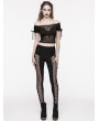 Punk Rave Black Gothic Off-the-Shoulder Sexy Lace Splicing Top for Women