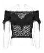 Punk Rave Black Gothic Off-the-Shoulder Sexy Lace Splicing Top for Women