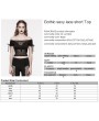 Punk Rave Black Gothic Off-the-Shoulder Sexy Lace Splicing Top for Women