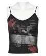 Punk Rave Black and Red Gothic Bear Print Daily Cami Top for Women