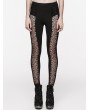 Punk Rave Black Gothic Daily Lace Spliced Hollow Out Pants for Women