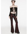 Punk Rave Black and Red Gothic Punk Daily Flared Drawstring Pants for Women