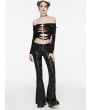 Punk Rave Black Gothic Punk Daily Flared Drawstring Pants for Women