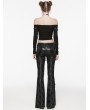 Punk Rave Black Gothic Punk Daily Flared Drawstring Pants for Women