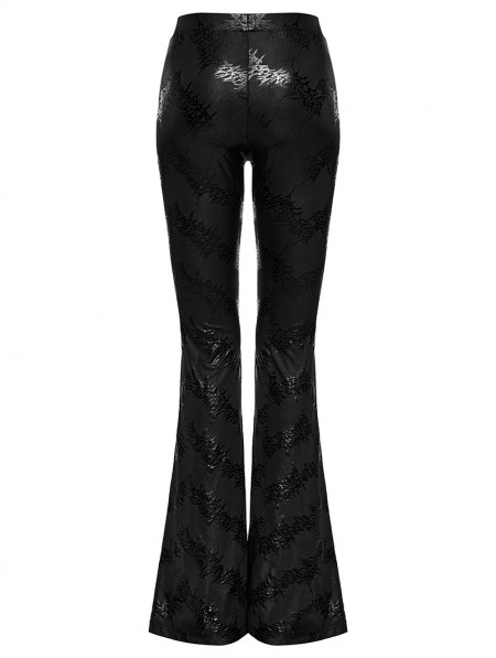 Punk Rave Black Gothic Punk Daily Flared Drawstring Pants for Women ...