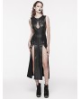 Punk Rave Black Gothic Punk Patent Leather Slit Sleeveless Long Slim Sexy Dress