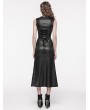 Punk Rave Black Gothic Punk Patent Leather Slit Sleeveless Long Slim Sexy Dress