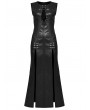 Punk Rave Black Gothic Punk Patent Leather Slit Sleeveless Long Slim Sexy Dress