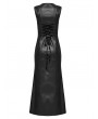 Punk Rave Black Gothic Punk Patent Leather Slit Sleeveless Long Slim Sexy Dress