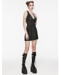 Punk Rave Black Gothic Punk Sexy Deep V-Neck Side Mesh Splicing Short Dress