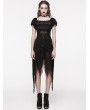 Punk Rave Black Gothic Sweet Puff Sleeves Lace Irregular Hem Dress