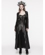 Punk Rave Black Gothic PU Leather Hollow-out Slip Sexy Maxi Dress