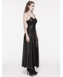 Punk Rave Black Gothic PU Leather Hollow-out Slip Sexy Maxi Dress