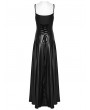 Punk Rave Black Gothic PU Leather Hollow-out Slip Sexy Maxi Dress